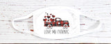 Love My Patients Red Plaid Truck with Hearts Sublimation Design for Masks - RTS