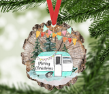 Wholesale Merry Christmas 2022 Camper Faux Wood Slice Ornament