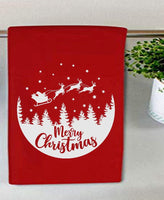 Merry Christmas Santa Sleigh Snow Globe Flour Sack Towel Screen Print Transfer - RTS