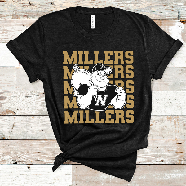 Millers Gold. White, and Black Adult Size Direct to Film Transfer - 10 to 14 Day Ship Time