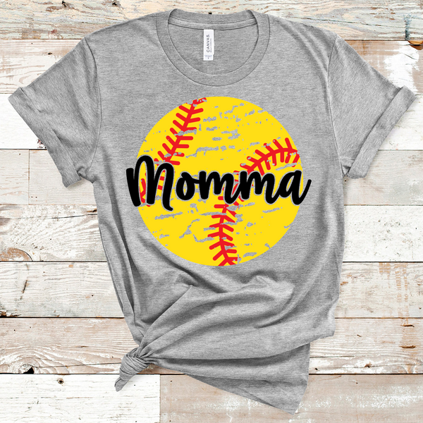 Momma Distressed Softball Direct to Film Transfer - 10 to 14 Day Ship Time