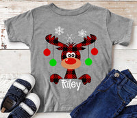 Christmas Moose Customized Name Direct to Film Transfer - Youth Size - 10 to 14 Days Until Ship Time