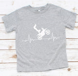 Dirt Bike Motocross Heartbeat Symbol Youth Size Screen Print Transfer - RTS
