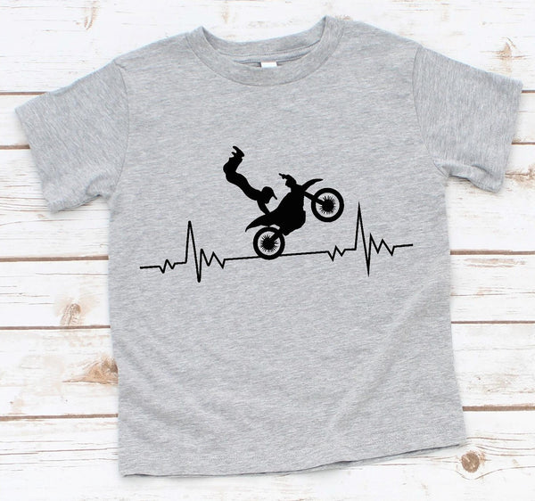 Dirt Bike Motocross Heartbeat Symbol Youth Size Screen Print Transfer - RTS