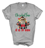 Oh What Fun it is to Ride Motorcycle Santa Christmas Screen Print Transfer - HIGH HEAT FORMULA - RTS