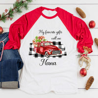 My Favorite Gifts Call Me Nana Red Truck Plaid Christmas Screen Print Transfer - HIGH HEAT FORMULA - RTS