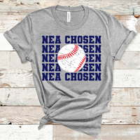 NEA Chosen Stacked Mascot Baseball Navy Text Adult Size Direct to Film Transfer - 10 to 14 Day Ship Time