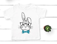 Boy Bunny with Glasses Easter Screen Print Transfer Youth Size - HIGH HEAT FORMULA - RTS