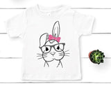 Girl Bunny with Glasses Easter Screen Print Transfer Youth Size - HIGH HEAT FORMULA - RTS