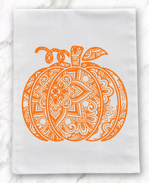 Pumpkin Mandala Flour Sack Towel Screen Print Transfer - RTS