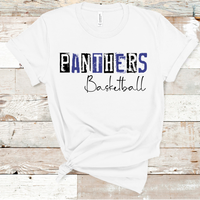 Panthers Basketball Grunge Royal Blue and Black Direct to Film Transfer - 10 to 14 Day Ship Time