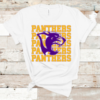 Panthers Mascot Gold and Purple Adult Size Direct to Film Transfer - 10 to 14 Day Ship Time