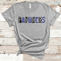 Panthers Grunge Royal Blue and Black Direct to Film Transfer - 10 to 14 Day Ship Time