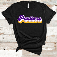 Panthers Retro Font Gold, White, and Purple Direct to Film Transfer - 10 to 14 Day Ship Time