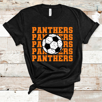 Panthers Stacked Mascot Soccer Orange Text Direct to Film Transfer - 10 to 14 Day Ship Time