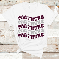 Panthers Wavy Retro Mascot Maroon and Gray Direct to Film Transfer - 10 to 14 Day Ship Time