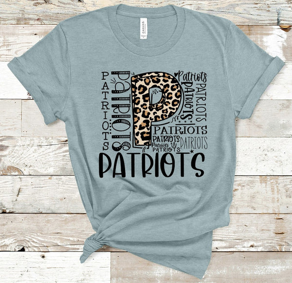 Patriots Leopard Typography Word Art Direct to Film Transfer - 10 to 14 Day Ship Time