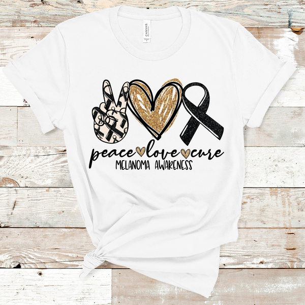 Peace Love Cure Melanoma Awareness Direct to Film Transfer - 10 to 14 Day Ship Time