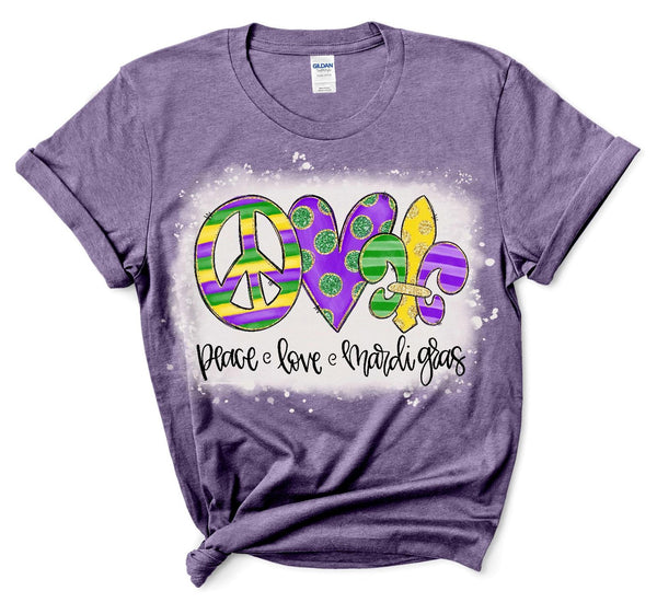 Peace Love Mardi Gras Adult Size - SUBLIMATION TRANSFER - RTS