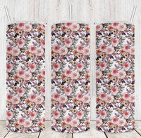 Peach, Pink, and Purple Watercolor Floral Full Sheet Sublimation Transfer - 8.5" X 14"
