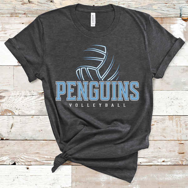 Penguins Volleyball Carolina Blue and White Text Direct to Film Transfer - 10 to 14 Day Ship Time