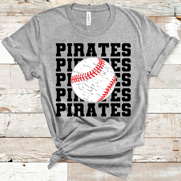 Pirates Baseball Black Text Adult Size Direct to Film Transfer - 10 to 14 Day Ship Time
