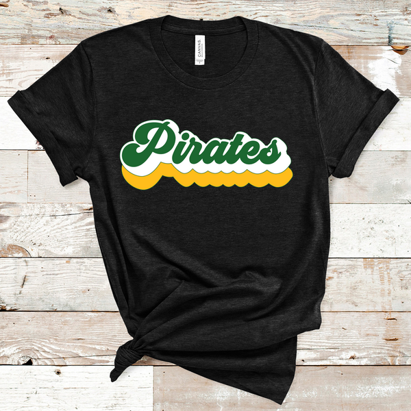 Pirates Retro Font Gold, White, and Green Direct to Film Transfer - 10 to 14 Day Ship Time