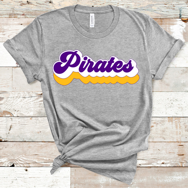 Pirates Retro Font Gold, White, and Purple Direct to Film Transfer - 10 to 14 Day Ship Time