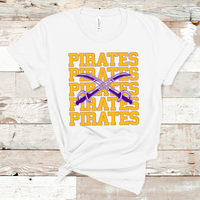 Pirates Mascot Gold and Purple Adult Size Direct to Film Transfer - 10 to 14 Day Ship Time