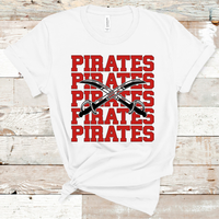 Pirates Mascot Red and Black Adult Size Direct to Film Transfer - 10 to 14 Day Ship Time