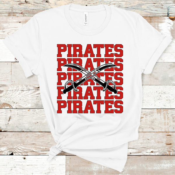 Pirates Mascot Red and Black Adult Size Direct to Film Transfer - 10 to 14 Day Ship Time