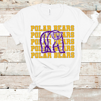 Polar Bears Mascot Gold and Purple Adult Size Direct to Film Transfer - 10 to 14 Day Ship Time