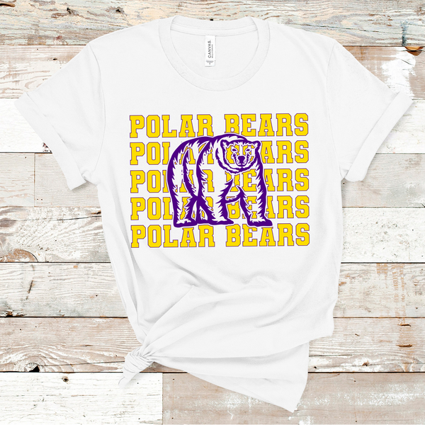 Polar Bears Mascot Yellow and Purple Adult Size Direct to Film Transfer - 10 to 14 Day Ship Time