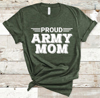Proud Army Mom White Text - Screen Print Transfer - RTS
