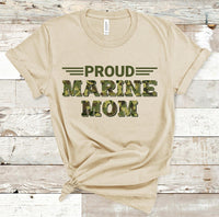 Proud Marine Mom Screen Print Transfer - HIGH HEAT FORMULA - RTS
