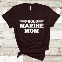 Proud Marine Mom White Text - Screen Print Transfer - RTS
