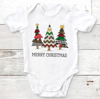 Merry Christmas Quilted Trees Infant Size Direct to Film Transfer - 10 To 14 Day TAT
