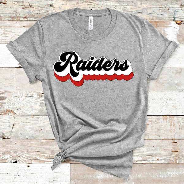 Raiders Retro Font Red, White, and Black Adult Size Direct to Film Transfer - 10 to 14 Day Ship Time