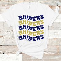 Raiders Retro Wavy Mascot Navy and Vegas Gold Direct to Film Transfer - 10 to 14 Day Ship Time