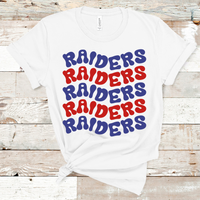 Raiders Retro Wavy Mascot Royal Blue and Red Direct to Film Transfer - 10 to 14 Day Ship Time