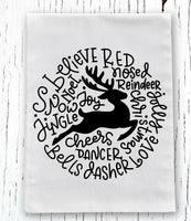 Reindeer Word Art Screen Print Transfer Towel Size - RTS
