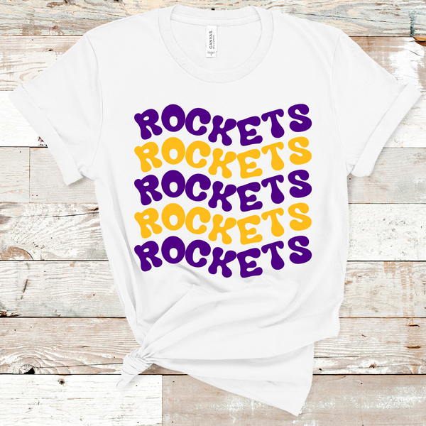 Rockets Retro Wavy Mascot Gold and Purple Direct to Film Transfer - 10 to 14 Day Ship Time