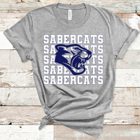 Sabercats Mascot White and Navy Adult Size Direct to Film Transfer - 10 to 14 Day Ship Time