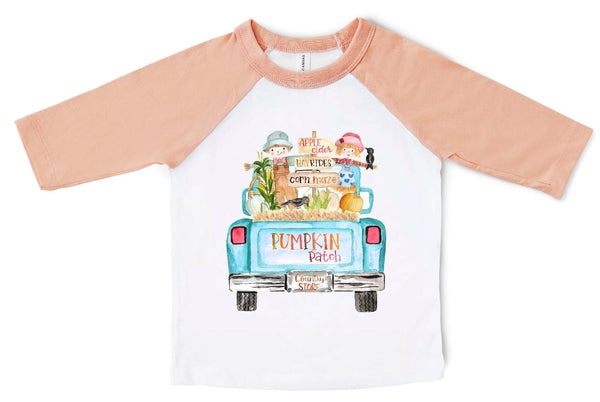 Pumpkin Patch Scarecrow Vintage Truck Youth Screen Print Transfer - HIGH HEAT FORMULA - RTS