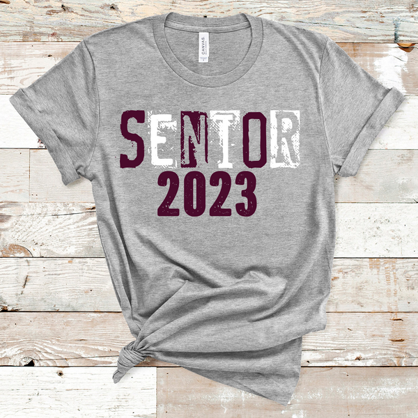 Senior 2023 Burgundy and White Direct to Film Transfer - 10 to 14 Day Ship Time