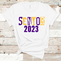 Senior 2023 Grunge Text Purple and Gold Direct to Film Transfer - 10 to 14 Day Ship Time