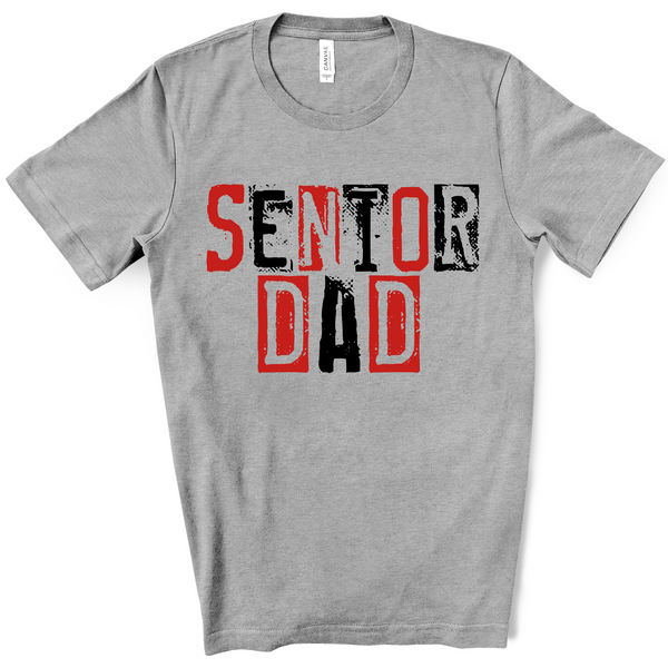 Senior Dad Grunge Font Red and Black Direct to Film Transfer - 10 to 14 Day Ship Time
