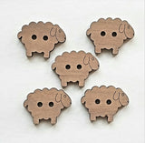 Wood Sheep Buttons - Set of 5