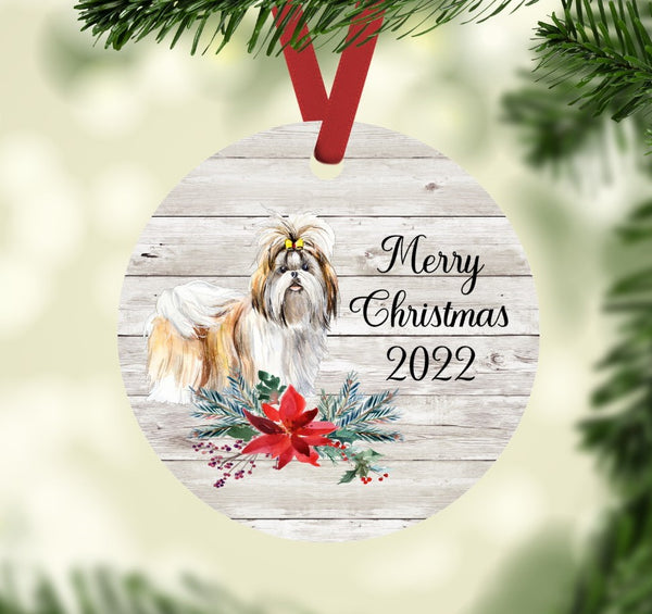 Merry Christmas 2022 Shih Tzu Ornament