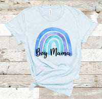 Boy Mama Blue Rainbow Screen Print Transfer - RTS